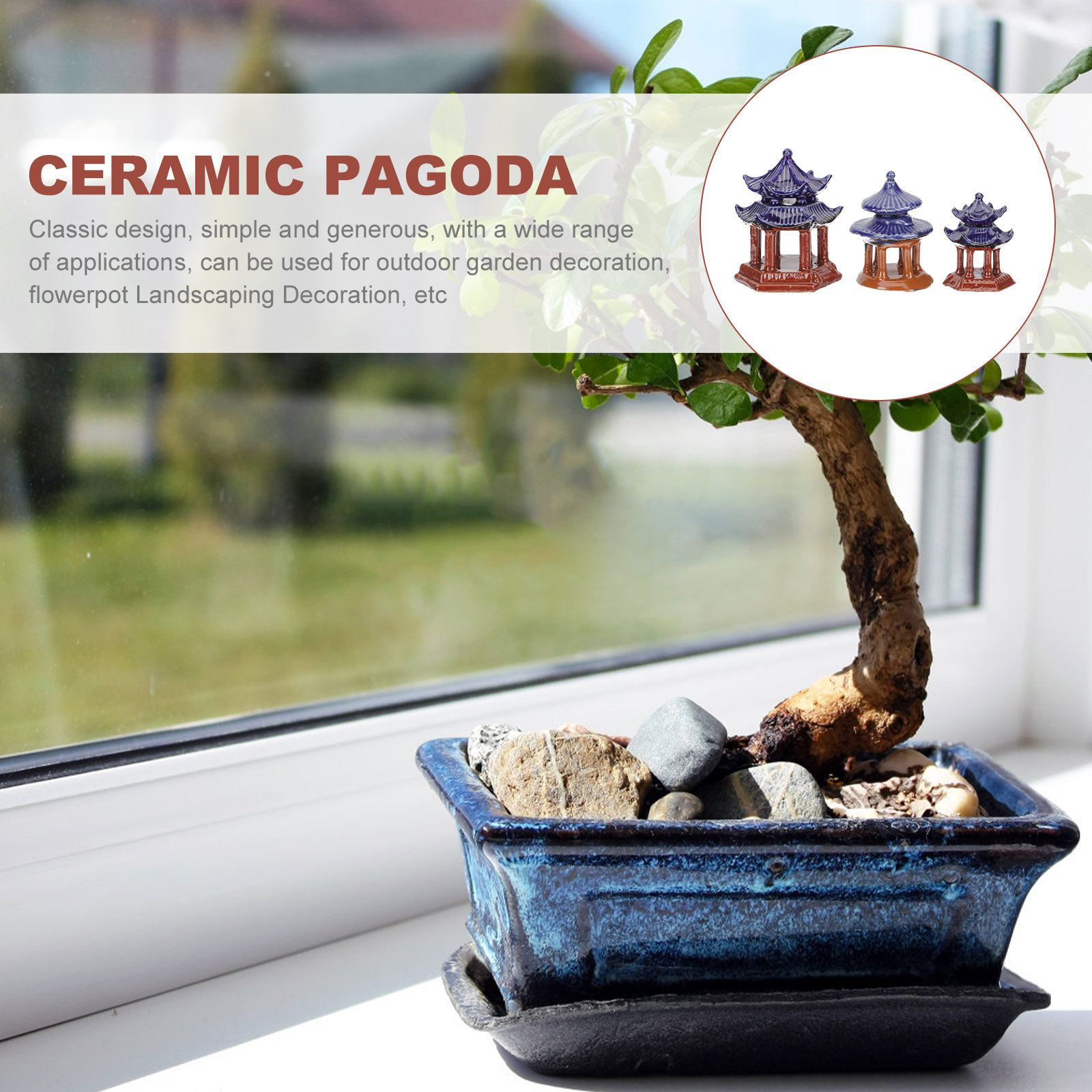 3Pcs Ceramic Pavilion Miniatur - Aquarium Decor recension och pris
