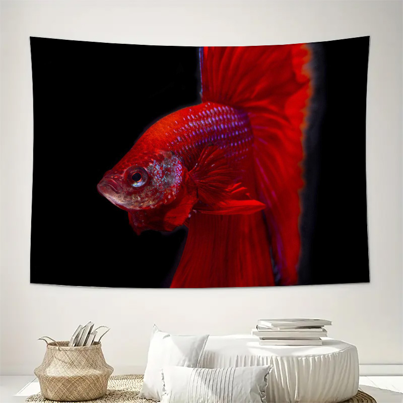 Vibrant Red Betta Fish Tapestr - Aquarium Fish Betta recension och pris