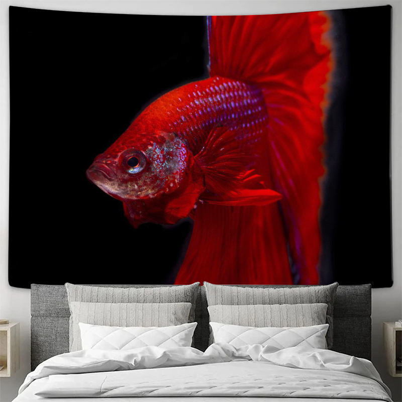 Vibrant Red Betta Fish Tapestr - Aquarium Fish Betta recension och pris